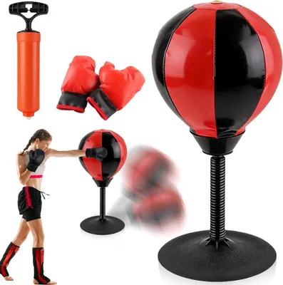 Produktbild von Punchingball Tisch, Tisch Boxsack mit Federn, Schreibtisch Punchingball, Mini Boxsack mit Saugnapf, Stressabbauender Büro Punching Ball