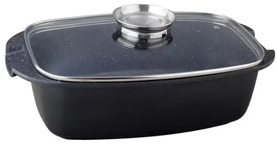 Obrázok produktu pre Royalty Line ACR32M Indukn panvica - 6 litrov - 32 cm - Indukn panvica pre vetky zdroje tepla - Odoln voi rre - S aroma tlaidlom a sklenenm vekom - ierna