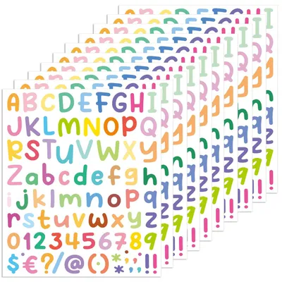 Alphabetaufkleber – 10 Bögen, 810 Stück, bunt, selbstklebend, Vinyl