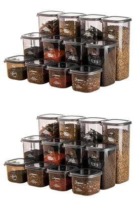 Image de Viwares Boîtes à provisions avec couvercle hermétique | Set de 24 boîtes à provisions | SANS BPA | Pour la conservation des céréales, de la farine et du sucre | Boîte de rangement pratique pour la cuisine pour tous les aliments