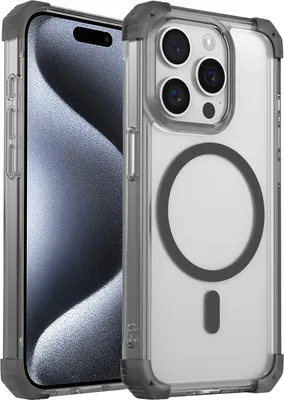 Image de Etui magnétique pour iPhone 15 Pro compatible avec MagSafe, antichoc, protection militaire étui transparent noir
