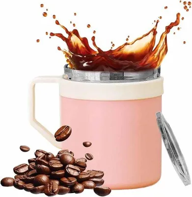 Produktbild von Reisebecher Edelstahl - Trinkbecher Isoliert - Getränke Warmhalte- - Doppelte Wandisolierung - 450ml - Pink