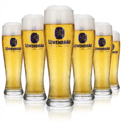 Produktbild von 6x Löwenbräu Glas 0,5l Weißbierglas Hefe Weizen Gläser Set Brauerei Bayern