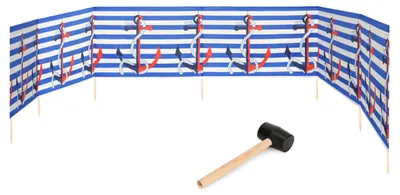 Produktbild von Garronda Strand Windschutz Sichtschutz 8m lang plus Gummihammer GAEX001 (Streifen/Anker, 8 m)