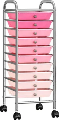 Obrázok produktu pre vidaXL Zásuvkový vozík s 10 zásuvkami Ombre Pink Plastic