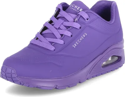 A single purple Skechers shoe is shown from a side-angle on a white background.