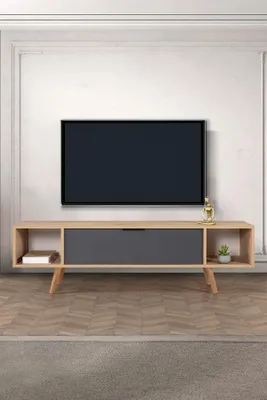 Image de Skye Decor, support TV de haute qualité (3 pièces), finition chêne saphir, 100% mélaminé, 160 cm