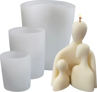 Produktbild von Silikon Kerzenform Seifen Gussform, Figuren 3 teilige Familie, 124 x 99 x 67 mm / 88 x 62 x 39 mm / 60 x 49 x 33 mm, ml