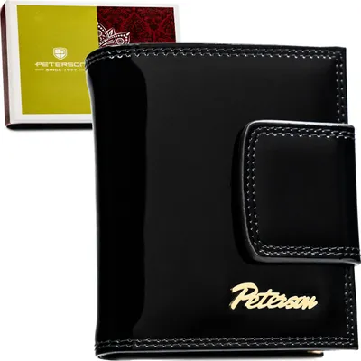 Obrázok produktu pre Peterson dámska kožená peňaženka RFID čierna zlatá 10,5x8,5 cm