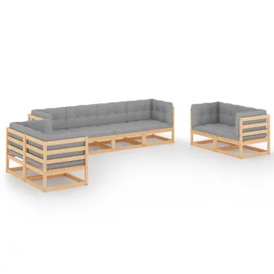 Immagine prodotto di vidaXL Set da giardino da 8 pezzi con cuscini in legno di pino massiccio