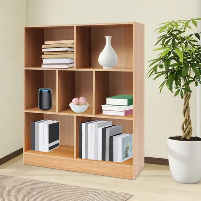 Obrázok produktu pre Voľne stojaca knižnica, 7 priehradiek, 80 x 23 x 100 cm, na vystavenie a uloženie v domácnosti, kancelárii a spálni