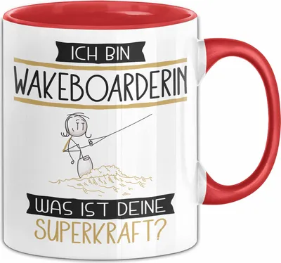 Produktbild von Wakeboarderin Geschenk Tasse Ich Bin Wakeboarderin Was Ist Deine Superkraft Geschenkidee Lustig Geburtstag Weihnachten (Rot)