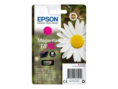 Produktbild von Epson Daisy Singlepack Magenta 18XL Claria Home Ink, Magenta, Tinte auf Pigmentbasis, 6,6 ml, 1 Stück(e), 450 Seiten