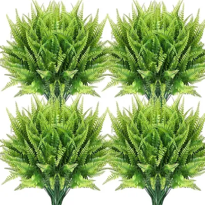 Obrázek produktu pro Umělé rostliny, odolné vůči UV záření, vhodné pro vnitřní i venkovní dekorace, 8 kusů, zelené