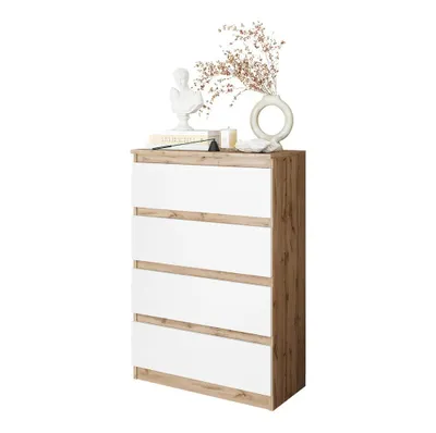 Zdjęcie produktu dla Komoda 60 Cm Dąb Wotan / Biały Mat 4 Szuflady Salon, Sypialnia
