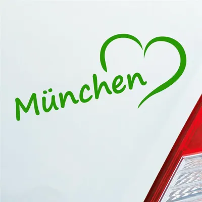Produktbild von Auto Aufkleber München Herz Heart Stadt Auto Liebe Love 19x8 cm Hellgrün Sticker Heckscheibenaufkleber