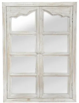 Obrázek produktu pro Casa Padrino nástěnné zrcadlo ve venkovském stylu se 2 sklápěcími dvířky starožitná bílá 63 x 4 x v. 86 cm - zrcadlo v okenním vzhledu