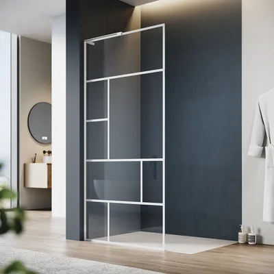 Immagine prodotto di Cabina doccia SONNI 100x200cm walk in shower NANO 6 mm monofacciale, cabina doccia in vetro facile da pulire - bianco
