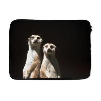 Produktbild von MuchoWow® Laptop Hülle 13 Zoll Schwarz - Erdmännchen - Tiere Laptoptasche - Laptophülle - Sleeve - Rundumschutz