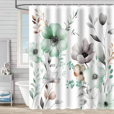 Produktbild von Ibenzoa® Wasserdichter Duschvorhang aus Polyester, schimmelbeständig, 180 x 180 cm, mit schnell trocknender Beschichtung – inkl. 12 Ringe