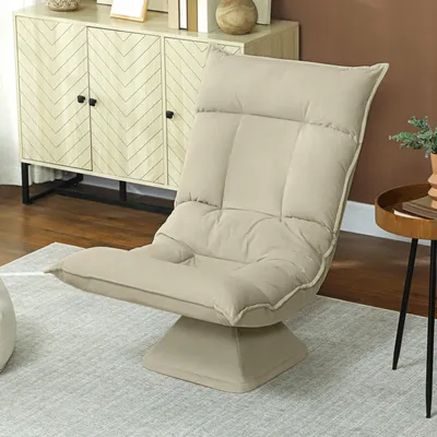 Produktbild von SUGIFT 360° drehbar, Bodenstuhl mit 5-fach verstellbarer Rückenlehne, Meditationsstuhl, Polsterstuhl, Beige | 120° Neigung | 17 cm Kissen | 70 x 62 x 95 cm