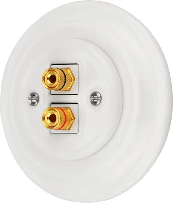 Produktbild von Unterputz Porzellan Retro HiFi Lautsprecherdose 2-fach I PR1 weiß