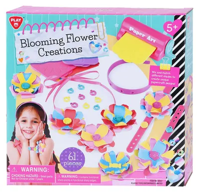 Imagen del producto de Playgo: Set de manualidades con flores, juguete creativo. Set de manualidades de papel de 61 piezas