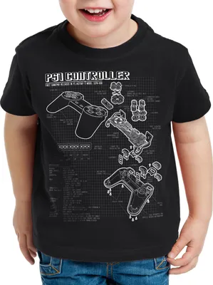 Produktbild von style3 PS1 Controller Blaupause Kinder T-Shirt PS gamepad konsole classic gamer