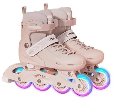 Produktbild von Kinder Inliner Rollschuhe - 4-Rad Inline Skates - Verstellbare Größe 35-39 - LED Leuchträder - Für Anfänger - Mit Tragetasche - Rosa Set