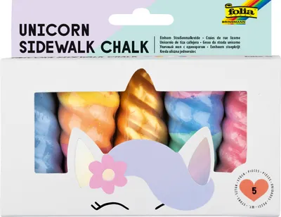 Produktbild von folia Straßenmalkreide "Einhorn" farbig sortiert abwaschbar 5 Stück