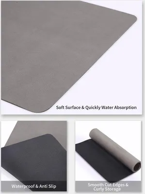 Obrázek produktu pro Protiskluzová podložka, 40 x 60 cm, šedá, rychle schnoucí, omyvatelná