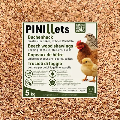 Produktbild von PINI Buchenhack 5 kg staubfreie hygienische Einstreu mittel für Küken Hühner Wachteln Stall hohe Saugfähigkeit