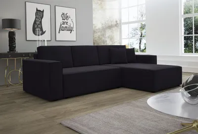 Produktbild von Ecksofa Schlafsofa Sofa CONOR Stoff Kronos Schwarz Ottomane Rechts