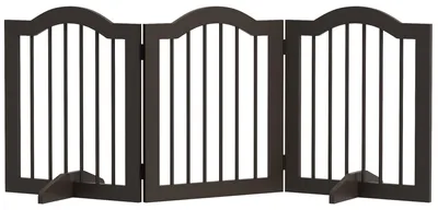 Produktbild von Sunvello Hunde-Absperrgitter, 3 Paneele, klappbar, Massivholz und MDF, 154,5 x 29,5 x 61 cm, Kaffee