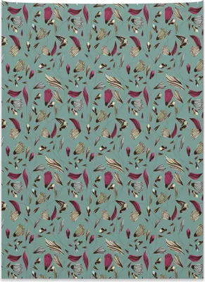 Produktbild von Abakuhaus Blume Wandteppich, Vintage klassische Flora Blätter aus Weiches Mikrofaser Stoff Kein Verblassen Klare Farben Waschbar, 110 x 150 cm, Magenta Seafoam Braun