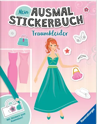 Produktbild von Ravensburger Mein Ausmal-Stickerbuch: Traumkleider, 300 Stück(e), 4 Jahr(e), Mehrfarbig