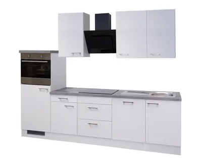 Produktbild von Küchenzeile mit E-Geräten & Geschirrspüler - 280 cm breit - Weiß – Nawa