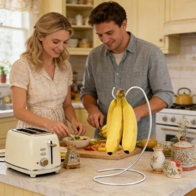 Produktbild von Hakenhalter aus rostfreiem Edelstahl | Bananenständer aus Metall für Küchenarbeitsplatten, Küchenschränke, Esstische, Restaurants und Studentenwohnheime