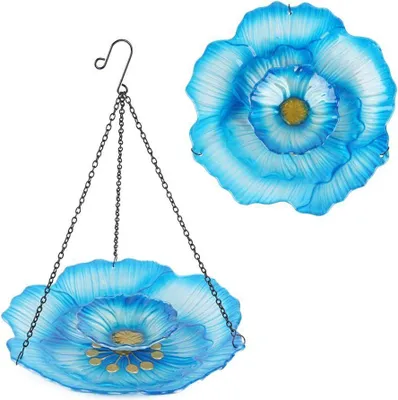 Zdjęcie produktu dla Karmnik wiszący dla ptaków niebieski 30cm