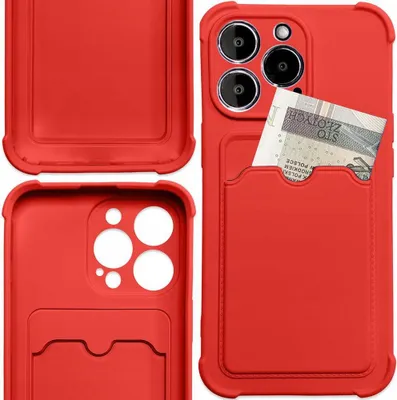 Produktbild von Card Armor Case Pouch Cover für Samsung Galaxy A32 4G Card Wallet Silikon Armor Cover Air Bag Rot Handyhülle