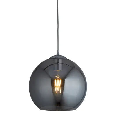 Image de Balls Lampe suspendue à 1 flamme chromée Abat-jour en verre Ø30 cm verre fumé