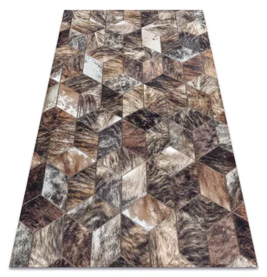 Image de Tapis PATCHWORK 21715 marron - Peau de vache, Diamants marron 120x170 cm