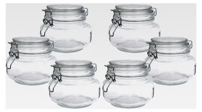 Produktbild von 6er Set eckige Vorratsgläser 500 ml mit Bügelverschluss