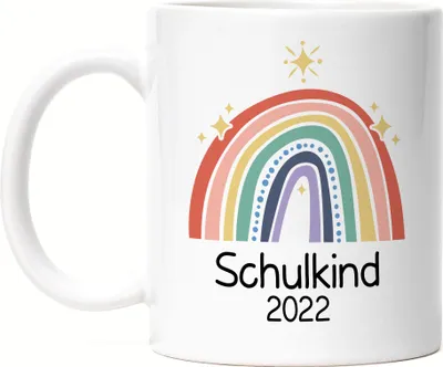 Produktbild von Schulkind 2022 Tasse Einschulungsgeschenk Grundschule 1. Klasse Schulstart Sterne Regenbogen