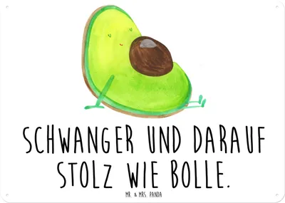 Produktbild von Mr. & Mrs. Panda tafel Avocado Schwangerschaft DIN A6 - Weiß - Geschenk, Schwanger, Blechschild, Wandbild, Magnetschild, Schild, Türschild, Baby, Liebe