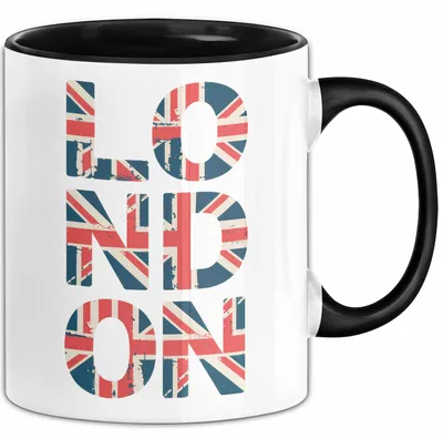 Produktbild von England Flagge London Tasse Geschenk Lustige Geschenkidee Spruch (Schwarz)