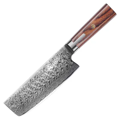 Nakiri Kochmesser 16,5 cm, Damast, S301-Pulverstahl, handgeschmiedet