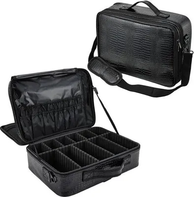Productafbeelding van Make-uptas Large donkerzwart cosmeticatasje met organizer