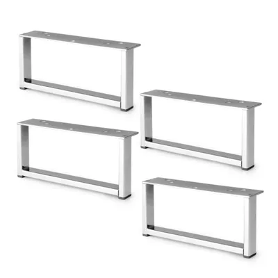 Produktbild von 4er Set Möbelbeine Metall 200x90 mm – Rechteckige Schrankfüße Verchromt – Stabiles Design-Gestell für Kommoden & TV-Boards – Bodenschonend