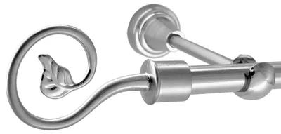 Produktbild von Gardinenstange Edelstahl Look, Metall, Durchmesser 16mm, Wandträger H14, 1-läufig, Länge 240, Endkappe E20